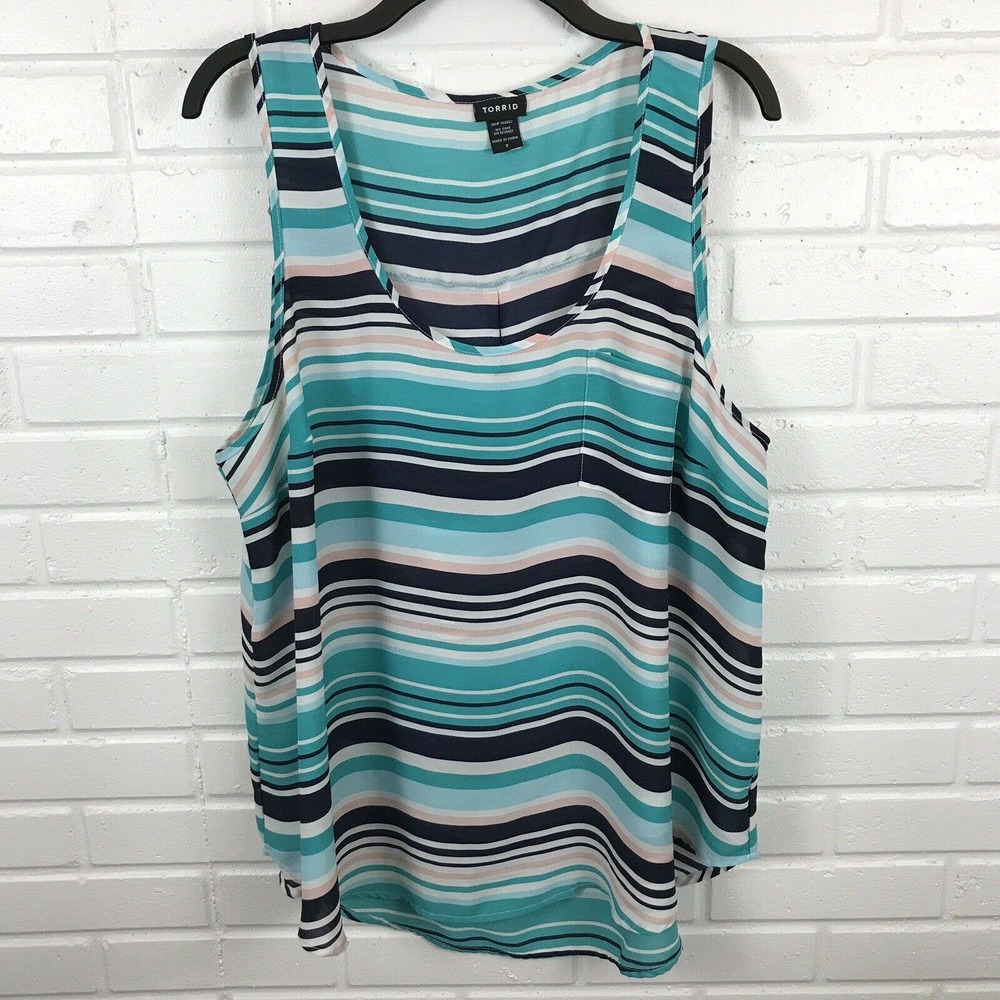 Torrid Striped Sleeveless Semi Sheer Top